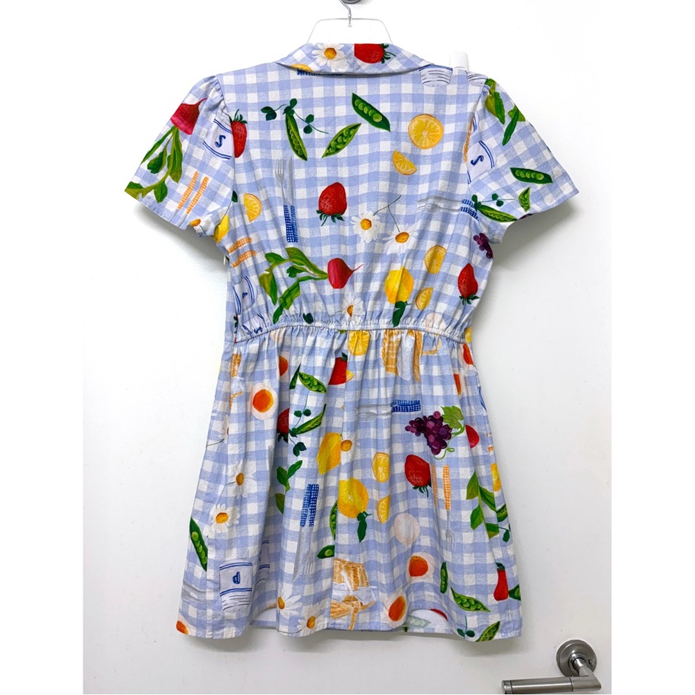 Lisa Says Gah Alexa Picnic Alfresco Mini Shirt Dress Blue Gingham Food L - Picture 9 of 16
